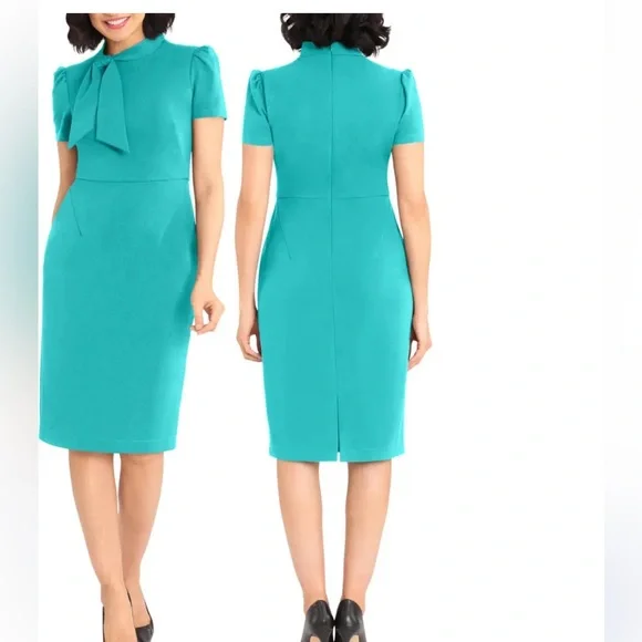 maggy london tie neck dress